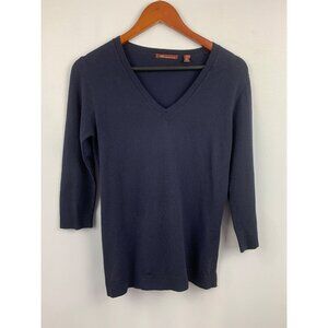 525 America Womens Navy V-Neck Sweater S Rayon/Nylon